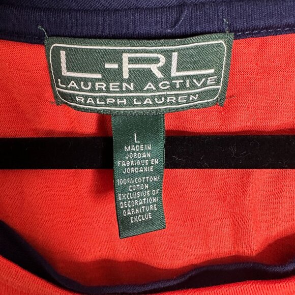 Ralph Lauren Active Preppy Stripe Top Navy Orange Large Y2K - Picture 6 of 8